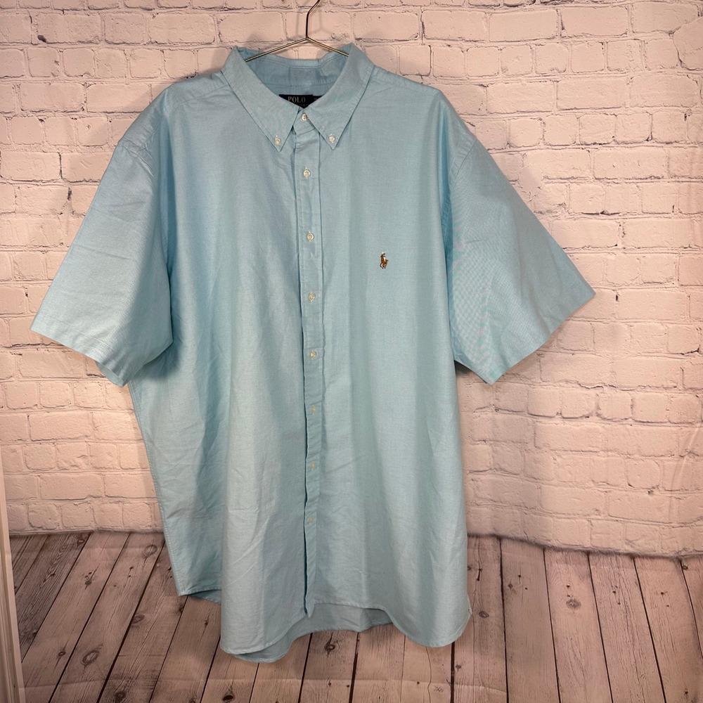 Polo Ralph Lauren Mens 3XLT Light Blue Oxford Short Sleeve Button Down Shirt